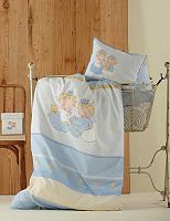 Детское постельное белье Перкаль для новорожденных Karaca Home Mini голубое 2883