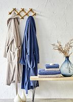 Набор халат махровый с полотенцем Karaca Home Infinity vizon-lacivert 2020-1 синий-кофейный svt-2000022238748
