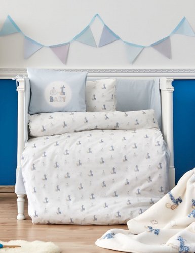 Постільна білизна: Постільна білизна для немовлят ранфорс Колір: синій Karaca Home 2000022087025 | інтернет-магазин Пеленашка