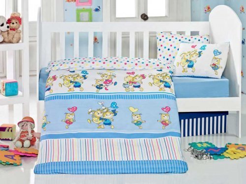 Постільна білизна: Постільна білизна для немовлят ранфорс Колір: блакитний Eponj Home 2000008480154 | інтернет-магазин Пеленашка